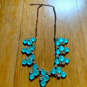 Blue and rhinestone beaded necklace